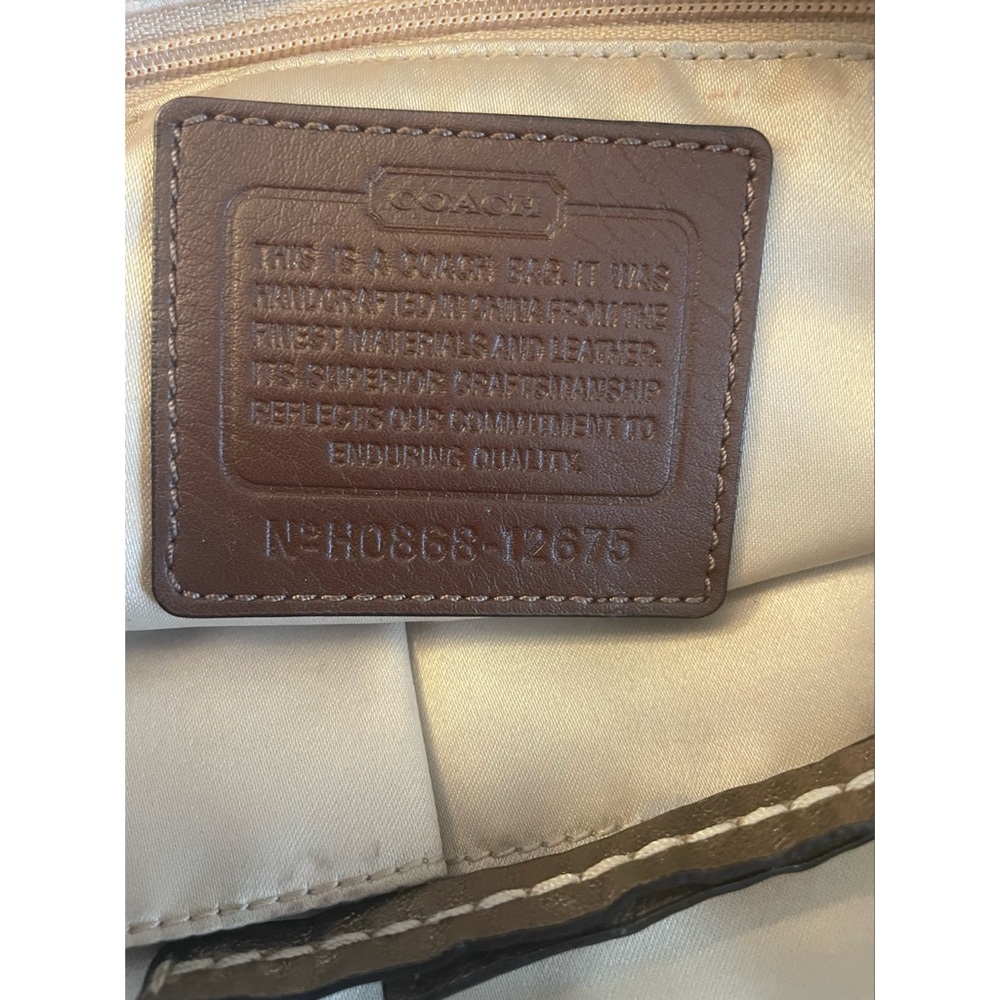 Coach Signature Gold Beige Canvas/Leather Shoulder Bag 12675 - Picture 12 of 14